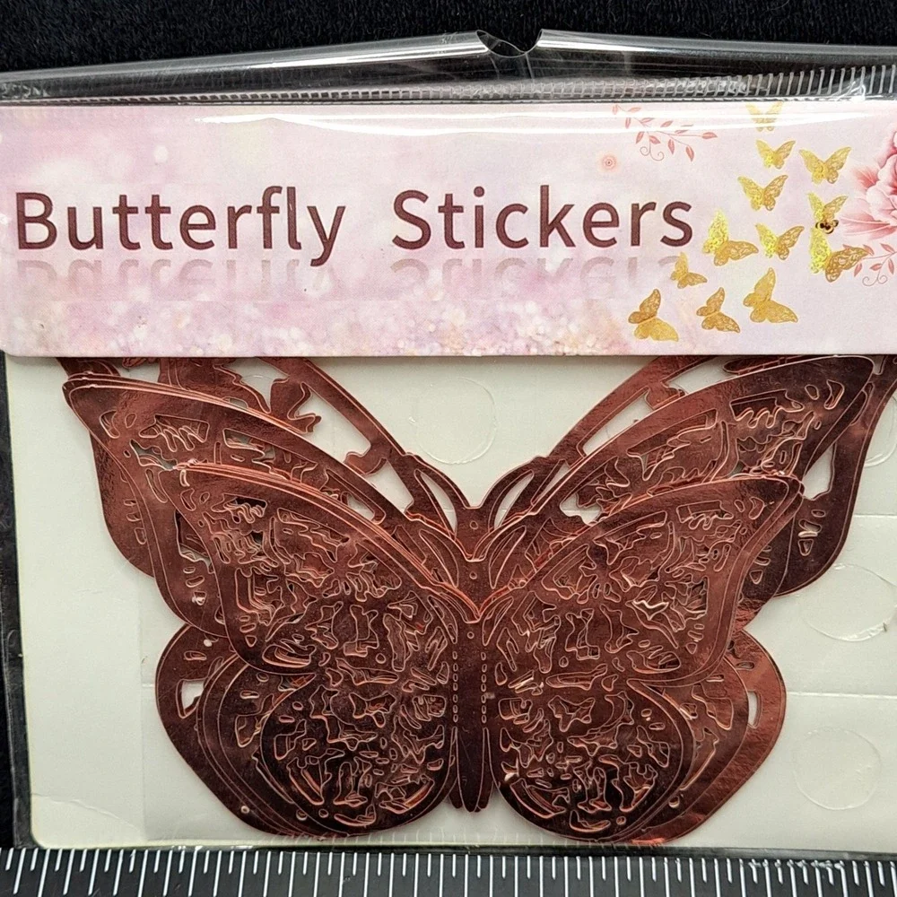 3D Butterfly Stickers Rose Gold 12pc‎ 4.5